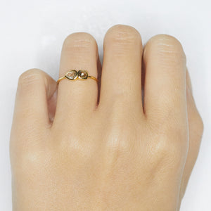 Galaxy double rose cut diamond ring - pear & cushion