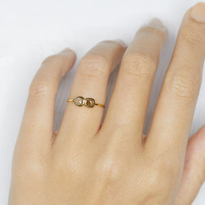 Galaxy double rose cut diamond ring - pear & cushion