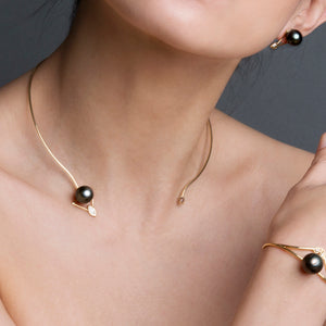 Galaxy Tahitian pearl color diamond collar Necklace