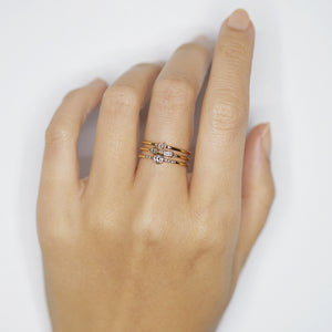 Gravity full three stack ring (with round & baguette diamonds)