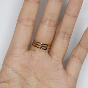 Gravity full three stack ring (with round & baguette diamonds)