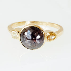 Stardust brown rose cut round diamond ring