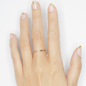 Astro white and champagne baguette diamond open band