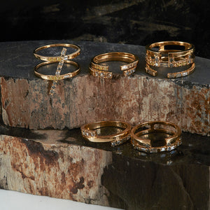 Astro multi color diamond stack ring
