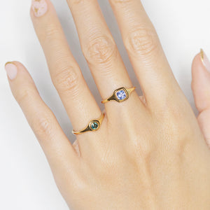 Neptune round sapphire signet ring