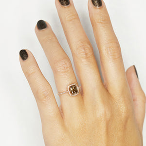 XW Bridal golden brown cushion diamond ring