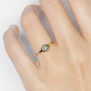 Neptune round sapphire signet ring