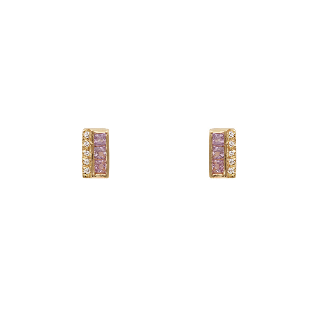 Galaxy pink sapphire diamond earrings
