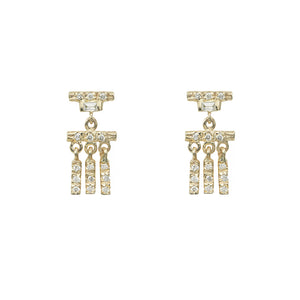 Gravity baguette diamond tassel earrings