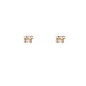 Gravity baguette diamond bar stud earrings