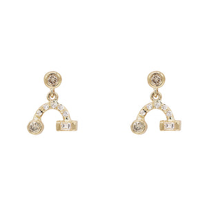 Gravity round champagne diamond arched diamond earrings