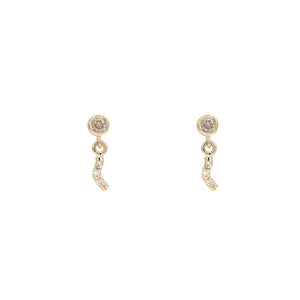 Gravity swinging diamond wavy bar stud earrings