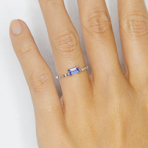 XW Bridal emerald cut sapphire diamond ring