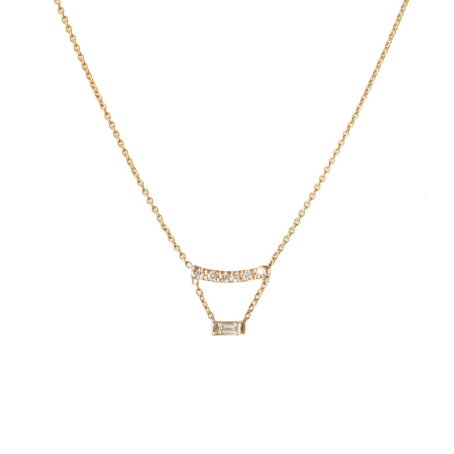 Gravity chain baguette diamond necklace