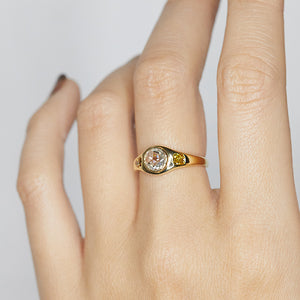 Neptune rose cut round diamond ring