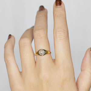 Neptune rose cut round diamond ring