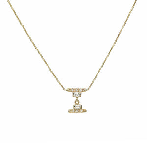 Gravity reflection baguette diamond necklace