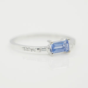 XW Bridal emerald cut sapphire diamond ring