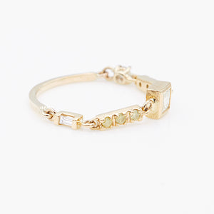 Astro princess cut diamond chain ring