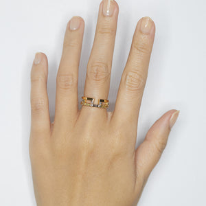 Astro multi color diamond stack ring