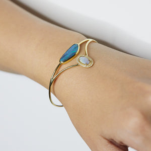 Galaxy Australian opal diamond cuff