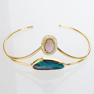 Galaxy Australian opal diamond cuff