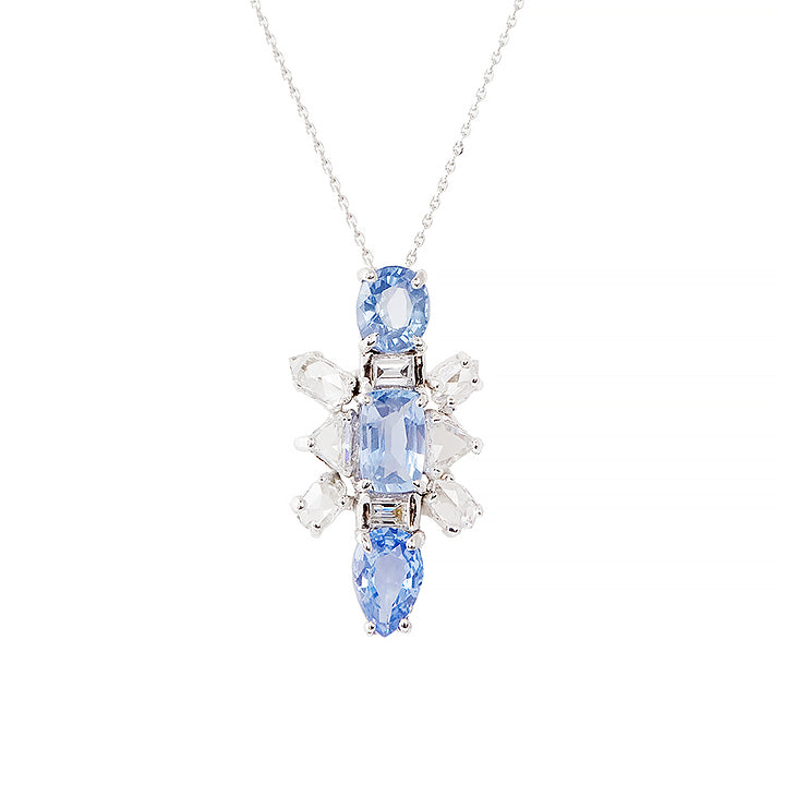 Galaxy natural sapphire diamond necklace