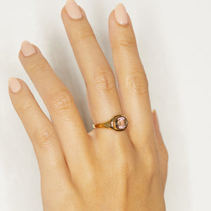 Neptune watermelon oval tourmaline diamond signet ring