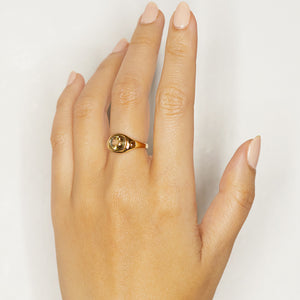 Neptune watermelon oval tourmaline diamond signet ring