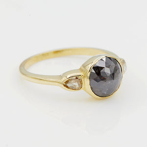 Stardust brown rose cut round diamond ring