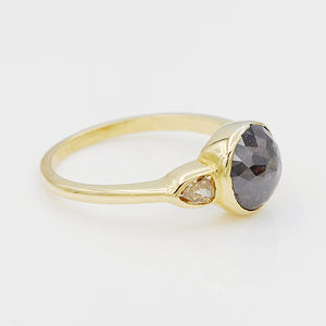 Stardust brown rose cut round diamond ring