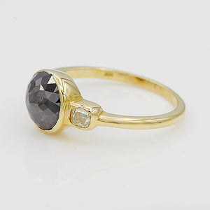 Stardust brown rose cut round diamond ring