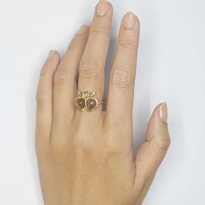 Double heart rose cut diamond ring