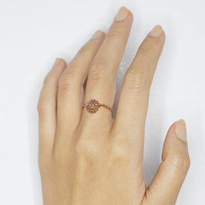 Elements round champagne diamond rose gold chain ring