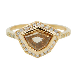 Galaxy fancy cut orange brown diamond ring