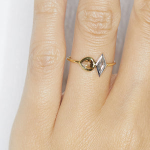 Galaxy double rose cut diamond ring - pear & kite