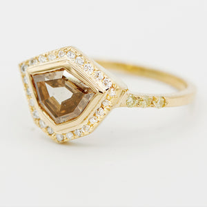 Galaxy fancy cut orange brown diamond ring