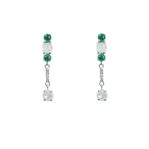 Galaxy natural icy and green jadeite diamond earrings