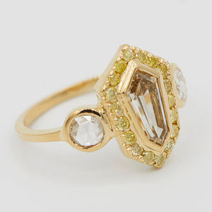 Galaxy shield champagne diamond ring