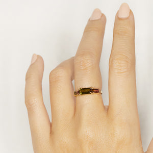 green and watermelon tourmaline diamond Galaxy Ring