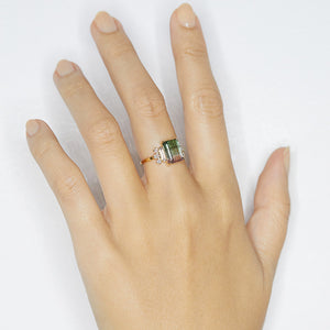 Watermelon tourmaline diamond Galaxy Ring