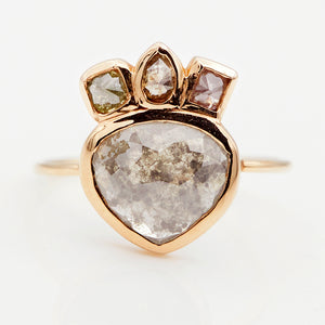 Heart of Light gray rose cut diamond ring