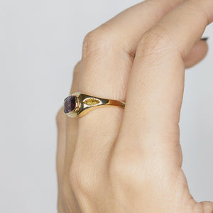 Neptune pinkish purple spinel diamond signet ring