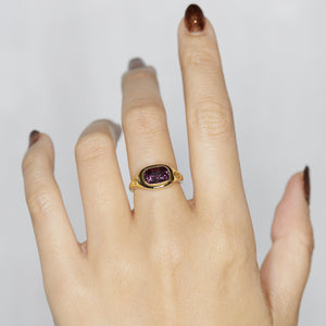 Neptune pinkish purple spinel diamond signet ring