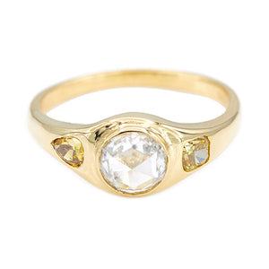 Neptune rose cut round diamond ring