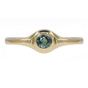 Neptune round sapphire signet ring