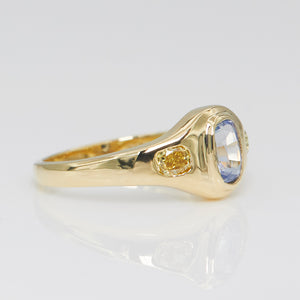 Neptune oval light blue sapphire diamond ring