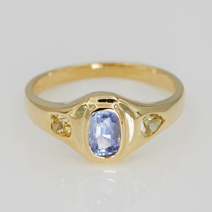 Neptune oval light blue sapphire diamond ring