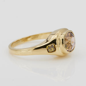 Neptune watermelon oval tourmaline diamond signet ring