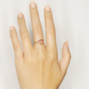 bi color tourmaline baguette diamond Galaxy Ring